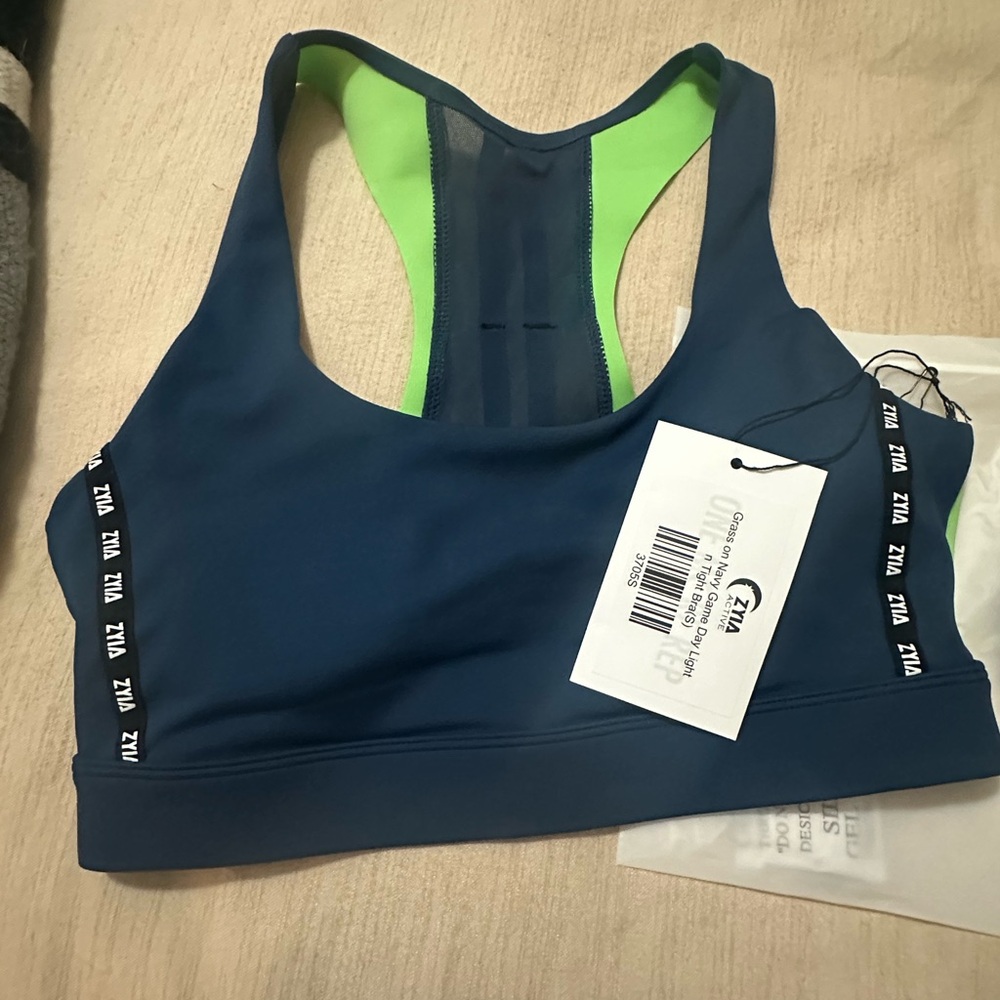 ZYIA Grass on Navy Game Day Light n Tight Bra - NWT